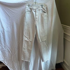 Like New Pacsun Off-white Distressed Wide Leg Dad Jeans
